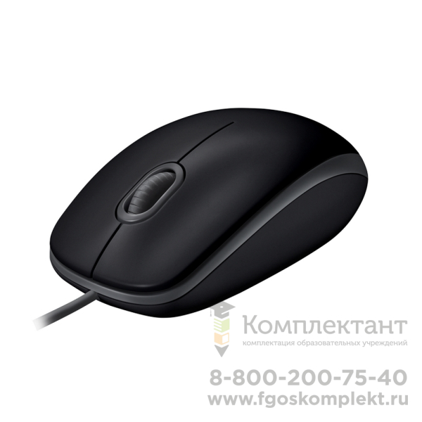 Мышь Logitech B100 черная, оптическая 800dpi, USB, 1.8м, {10}, (041271)